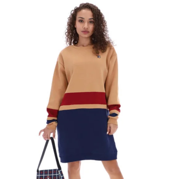 knee length dresses for ladies Fila Corinne Halter Women's Dress Peacoat-White Lw016138-412, Blue